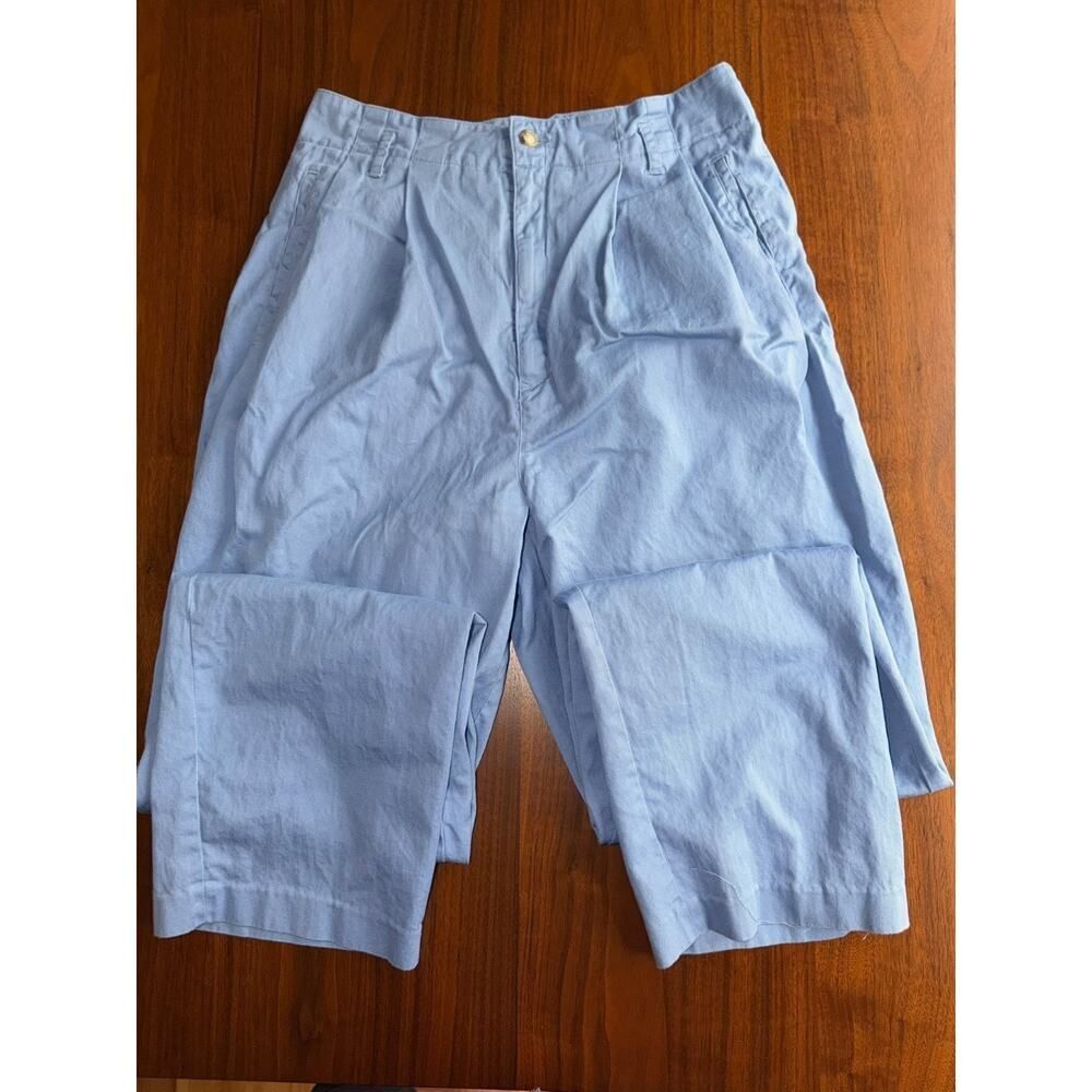 Intentions Women's Pleated Light Blue High-Waisted Pants - Size 12